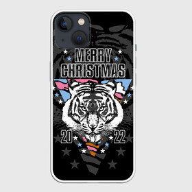 Чехол для iPhone 13 с принтом Merry Christmas 2022 в Екатеринбурге,  |  | 2022 | beast | merry christmas | new year | predator | stars | stern look | white tiger | year of the tiger | белый тигр | год тигра | звезды | зверь | новый год | суровый взгляд | хищник