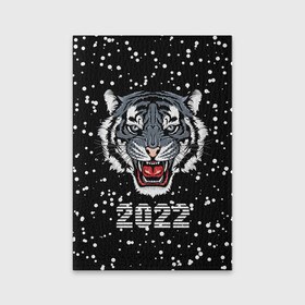 Обложка для паспорта матовая кожа с принтом Черный водяной тигр 2022 в Екатеринбурге, натуральная матовая кожа | размер 19,3 х 13,7 см; прозрачные пластиковые крепления | Тематика изображения на принте: 2022 | beast | black water tiger | fangs | merry christmas | new year | predator | snow | stern grin | winter | year of the tiger | год тигра | зверь | зима | клыки | новый год | снег | суровый оскал | хищник | черный водяной тигр