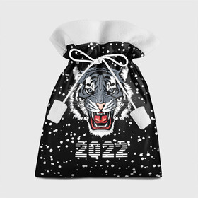 Подарочный 3D мешок с принтом Черный водяной тигр 2022 в Екатеринбурге, 100% полиэстер | Размер: 29*39 см | 2022 | beast | black water tiger | fangs | merry christmas | new year | predator | snow | stern grin | winter | year of the tiger | год тигра | зверь | зима | клыки | новый год | снег | суровый оскал | хищник | черный водяной тигр