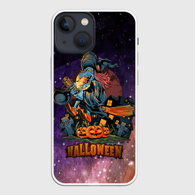 Чехол для iPhone 13 mini с принтом Ведьмачка в Екатеринбурге,  |  | halloween | арт | ведьма | графика | метла | мистика | праздник | тыква | ужасы | хэллоуин