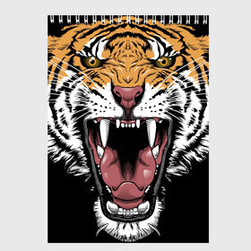 Скетчбук с принтом Оскал амурского тигра в Екатеринбурге, 100% бумага
 | 48 листов, плотность листов — 100 г/м2, плотность картонной обложки — 250 г/м2. Листы скреплены сверху удобной пружинной спиралью | Тематика изображения на принте: 2022 | amur tiger | beast | merry christmas | new year | open mouth | predator | stern grin | year of the tiger | амурский тигр | год тигра | зверь | новый год | открытая пасть | суровый оскал | хищник