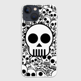 Чехол для iPhone 13 mini с принтом черепа чб в Екатеринбурге,  |  | 2d | 3d | black | black and white | halloween | white | белый | хэллоуин | хэлуин | чб | череп | черепа | черно белый | черный