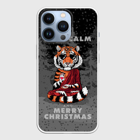 Чехол для iPhone 13 Pro с принтом Keep calm and Merry Christmas в Екатеринбурге,  |  | Тематика изображения на принте: 2022 | beast | buddhist | heart | keep calm and merry christmas | meditation | new year | spruce forest | tiger | year of the tiger | буддист | год тигра | ельник | зверь | медитация | новый год | сердце | тигр | черные очки