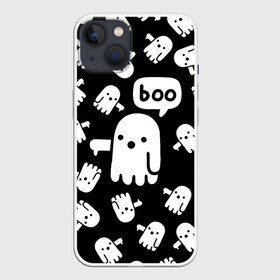Чехол для iPhone 13 с принтом BOO ПРИВЕДЕНИЕ ХЕЛЛОУИН в Екатеринбурге,  |  | bats | bones | ghost | halloween | pumpkin | skull | кости | летучие мыши | приведение | призрак | скелет | тыква | хеллоуин | хоррор | хэллоуин