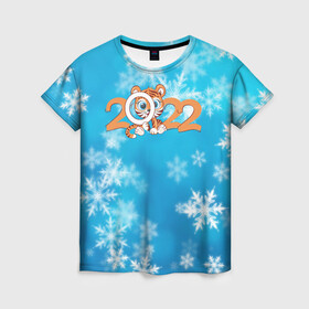 Женская футболка 3D с принтом Новый год Тигра 2022 Рождество в Екатеринбурге, 100% полиэфир ( синтетическое хлопкоподобное полотно) | прямой крой, круглый вырез горловины, длина до линии бедер | 2022 | год тигра | новый год | новый год 2022 | символ года | тигр | тигренок | тигрица | тигры