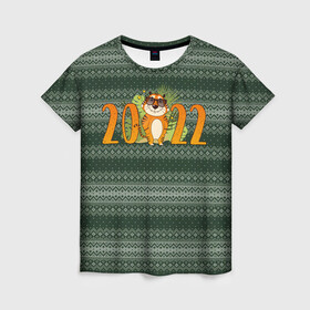 Женская футболка 3D с принтом Новый Год 2022   Год тигра в Екатеринбурге, 100% полиэфир ( синтетическое хлопкоподобное полотно) | прямой крой, круглый вырез горловины, длина до линии бедер | 2022 | год тигра | новый год | новый год 2022 | символ года | тигр | тигренок | тигрица | тигры