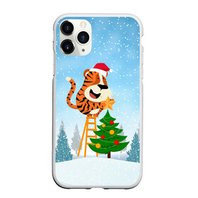 Чехол для iPhone 11 Pro матовый с принтом Тигр украшает новогоднюю елку в Екатеринбурге, Силикон |  | 2022 | год тигра | новый год | новый год 2022 | символ года | тигр | тигренок | тигрица | тигры