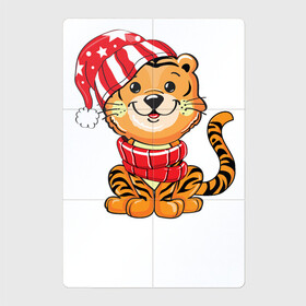 Магнитный плакат 2Х3 с принтом Тигренок в шапке и в шарфе в Екатеринбурге, Полимерный материал с магнитным слоем | 6 деталей размером 9*9 см | 2022 | год тигра | новый год | новый год 2022 | символ года | тигр | тигренок | тигрица | тигры