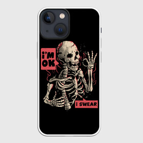 Чехол для iPhone 13 mini с принтом Я В Порядке | Im Ok в Екатеринбурге,  |  | dead | death | halloween | horrors | im | monster | moon | night | ok | okay | pumpkin | scare | skeleton | skull | stars | в | живое | звезды | луна | мертвый | монстр | ночь | порядке | скелет | тыква | ужастики | ужасы | хэллоуи