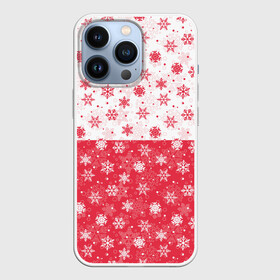 Чехол для iPhone 13 Pro с принтом Снежинки (красно белые) в Екатеринбурге,  |  | merry christmas | дед мороз | ёлка | зима | мороз | новый год | подарок | праздник | рождество | с новым годом | сантаклаус | снег | снеговик | снегурочка | снежинки | снежные узоры | узоры