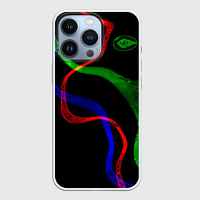 Чехол для iPhone 13 Pro с принтом Неоновый хаос 3D Neon chaos 3D в Екатеринбурге,  |  | abstraction | chaos | colors | neon | stripes | абстракция | неон | полосы | хаос | цвета | чёрный фон