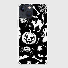 Чехол для iPhone 13 mini с принтом Микс в Екатеринбурге,  |  | Тематика изображения на принте: halloween | арт | графика | зомби | мистика | праздник | скелет | тыква | ужасы | хэллоуин | череп