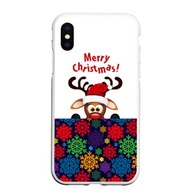 Чехол для iPhone XS Max матовый с принтом Merry Christmas (оленёнок) в Екатеринбурге, Силикон | Область печати: задняя сторона чехла, без боковых панелей | christmas | merry christmas | santa claus | дед мороз | ёлка | новогодние олени | новый год | оленёнок бэмби | оленёнок рудольф | орнамент | с новым годом | сантаклаус | свитер с оленями | снегурочка | снежинки | узоры