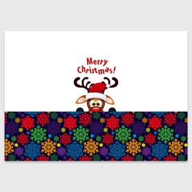 Поздравительная открытка с принтом Merry Christmas (оленёнок) в Екатеринбурге, 100% бумага | плотность бумаги 280 г/м2, матовая, на обратной стороне линовка и место для марки
 | christmas | merry christmas | santa claus | дед мороз | ёлка | новогодние олени | новый год | оленёнок бэмби | оленёнок рудольф | орнамент | с новым годом | сантаклаус | свитер с оленями | снегурочка | снежинки | узоры
