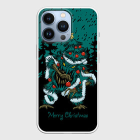 Чехол для iPhone 13 Pro с принтом Бесячья ёлка в Екатеринбурге,  |  | demon | evil spirits | forest | frenzied tree | halloween | happy new year | merry christmas | night | red balls | satan | sharp fangs | бесячья ёлка | демон | красные шары | лес | нечисть | новый год | ночь | острые клыки | рождество | сатана | хэллоуин