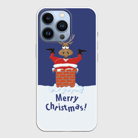 Чехол для iPhone 13 Pro с принтом Санта в трубе с Оленем в Екатеринбурге,  |  | christmas | merry christmas | santa claus | дед мороз | ёлка | новогодние олени | новый год | оленёнок бэмби | оленёнок рудольф | орнамент | с новым годом | сантаклаус | свитер с оленями | снегурочка | снежинки | узоры