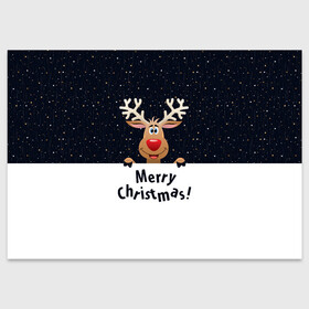 Поздравительная открытка с принтом Новогодний Оленёнок Рудольф в Екатеринбурге, 100% бумага | плотность бумаги 280 г/м2, матовая, на обратной стороне линовка и место для марки
 | christmas | merry christmas | santa claus | дед мороз | ёлка | новогодние олени | новый год | оленёнок бэмби | оленёнок рудольф | с новым годом | сантаклаус | свитер с оленями | северный олень | снегурочка | снежинки