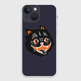 Чехол для iPhone 13 mini с принтом Одержимый кот в Екатеринбурге,  |  | anger | black | cat | eyes | halloween | mad | mystic | obsessed | rage | teeth | бешеный | глаза | гнев | зубы | кот | мистика | одержимый | хэллоуин | черный | ярость