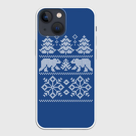 Чехол для iPhone 13 mini с принтом Север в Екатеринбурге,  |  | merry christmas | santa claus | алатырь | бабушкин свитер | белые медведи | вышиванка | новый год | обережная вышивка | орнамент | свитер | свитер с оленями | северные медведи | северные узоры | снежинки | узоры