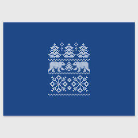 Поздравительная открытка с принтом Север в Екатеринбурге, 100% бумага | плотность бумаги 280 г/м2, матовая, на обратной стороне линовка и место для марки
 | merry christmas | santa claus | алатырь | бабушкин свитер | белые медведи | вышиванка | новый год | обережная вышивка | орнамент | свитер | свитер с оленями | северные медведи | северные узоры | снежинки | узоры