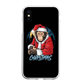 Чехол для iPhone XS Max матовый с принтом CHRISTMAS (обезьяна) в Екатеринбурге, Силикон | Область печати: задняя сторона чехла, без боковых панелей | Тематика изображения на принте: chimpanzee | christmas | gorilla | merry christmas | monkey | santa claus | бигфут | гамадрил | гиббон | год обе | горилла | дед мороз | ёлка | животное | зверь | мартышка | новый год | обезьяна | орангутан | подарок | праздник