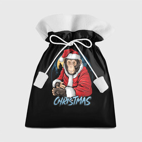 Подарочный 3D мешок с принтом CHRISTMAS (обезьяна) в Екатеринбурге, 100% полиэстер | Размер: 29*39 см | chimpanzee | christmas | gorilla | merry christmas | monkey | santa claus | бигфут | гамадрил | гиббон | год обе | горилла | дед мороз | ёлка | животное | зверь | мартышка | новый год | обезьяна | орангутан | подарок | праздник