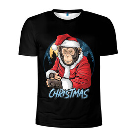 Мужская футболка 3D спортивная с принтом CHRISTMAS (обезьяна) в Екатеринбурге, 100% полиэстер с улучшенными характеристиками | приталенный силуэт, круглая горловина, широкие плечи, сужается к линии бедра | chimpanzee | christmas | gorilla | merry christmas | monkey | santa claus | бигфут | гамадрил | гиббон | год обе | горилла | дед мороз | ёлка | животное | зверь | мартышка | новый год | обезьяна | орангутан | подарок | праздник