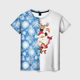 Женская футболка 3D с принтом Подарок от Санты в Екатеринбурге, 100% полиэфир ( синтетическое хлопкоподобное полотно) | прямой крой, круглый вырез горловины, длина до линии бедер | christmas | merry christmas | santa claus | гном | дед мороз | ёлка | зима | мороз | новый год | олень | подарок | праздник | рождество | с новым годом | санта клаус | снеговик | снегурочка | снежинки