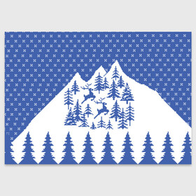 Поздравительная открытка с принтом Горные Олени в Екатеринбурге, 100% бумага | плотность бумаги 280 г/м2, матовая, на обратной стороне линовка и место для марки
 | Тематика изображения на принте: merry christmas | алатырь | бабушкин свитер | вышиванка | горы | ёлка | зверь | зима | косули | лось | новый год | обережная вышивка | олень | орнамент | подарок | рождество | русская рубашка | свитер