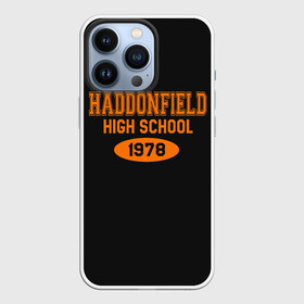 Чехол для iPhone 13 Pro с принтом Haddonfield High School 1978 в Екатеринбурге,  |  | face | haddonfield | halloween | high | killer | leather | maniac | michael | myers | mystic | school | uniform | кожаное | лицо | майерс | майкл | мистика | старшая | униформа | форма | хаддонифилд | хэллоуин | ш