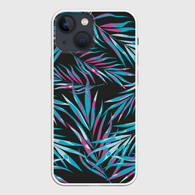 Чехол для iPhone 13 mini с принтом Листья Пальм Неон в Екатеринбурге,  |  | leaf | neon | palm | summer | неон | пальма