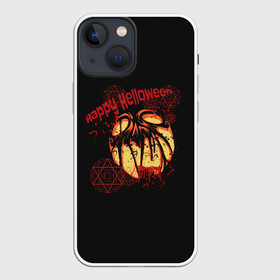 Чехол для iPhone 13 mini с принтом happy Halloween в Екатеринбурге,  |  | blood | bloody | evil | halloween | happy | monster | pumpkin | spiteful | spray | брызги | веселого | зло | злобный | кровавая | кровавый | кровь | монстр | тыква | хэллоуин | хэллоуина