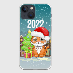 Чехол для iPhone 13 mini с принтом Тигренок с елочкой в Екатеринбурге,  |  | 2022 | год тигра | новый год | новый год 2022 | символ года | тигр | тигренок | тигрица | тигры