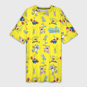 Платье-футболка 3D с принтом SpongeBob pattern в Екатеринбурге,  |  | Тематика изображения на принте: sponge bob | spongebob | губка боб | квадратные штаны | мистер крабс | патрик | сквидвард | сквэр пэнтс | спанч боб | сэнди чикс | шелдон планктон