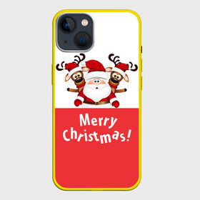 Чехол для iPhone 13 с принтом Санта с 2 Оленями в Екатеринбурге,  |  | christmas | merry christmas | santa claus | дед мороз | ёлка | зима | мороз | новогодние олени | новый год | оленёнок бэмби | оленёнок рудольф | подарок | праздник | рождество | с новым годом | санта клаус