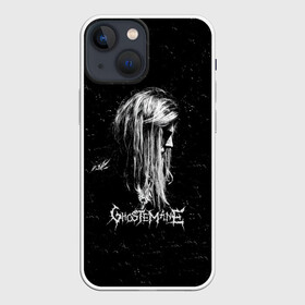 Чехол для iPhone 13 mini с принтом GHOSTEMANE Rap | Гостмейн ЧБ в Екатеринбурге,  |  | Тематика изображения на принте: gang | ghostemane | glitch | grunge | hip hop | monada | music | rap | trash | генг | гостмейн | гостмэйн | гранж | знак | меркури | монада | музыка | надпись | потертости | призрак | реп | рэп | символ | треш | хип хоп