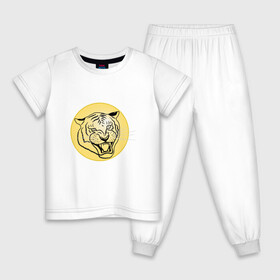 Детская пижама хлопок с принтом Тигр на новогоднем шарике в Екатеринбурге, 100% хлопок |  брюки и футболка прямого кроя, без карманов, на брюках мягкая резинка на поясе и по низу штанин
 | golden | head | holiday | mascot | new year | symbol | tiger | year of the tiger | год тигра | голова | золотой | новый год | праздник | символ | талисман | тигр