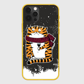 Чехол для iPhone 12 Pro с принтом Тигр с бокалом вина в Екатеринбурге, силикон | область печати: задняя сторона чехла, без боковых панелей | 2022 | год тигра | новый год | новый год 2022 | символ года | тигр | тигренок | тигрица | тигры