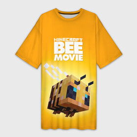 Платье-футболка 3D с принтом BEE MOVIE Minecraft в Екатеринбурге,  |  | bee | craft | mine | minecraft | блоки | добывать | желтая | компьютерная игра | крафт | кубики | майн | майнкрафт | манкрафт | пчела | пчелка | ремесло | скин | улей | шахта