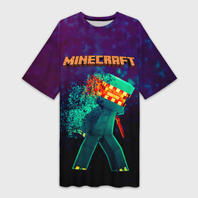 Платье-футболка 3D с принтом Minecraft АНАРХИЯ в Екатеринбурге,  |  | craft | creep | creeper | keeper | mine | minecraft | бесшумный мобкамикадзе | блоки | добывать | зелёное четырёхногое существо | зелёный | компьютерная игра | крафт | крипер | кубики | майн | майнкрафт | манкрафт