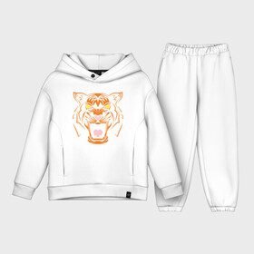 Детский костюм хлопок Oversize с принтом Mood Tiger в Екатеринбурге,  |  | Тематика изображения на принте: 2022 | animal | cat | lion | tiger | год тигра | животные | зверь | зубы | кот | кошка | лев | охотник | полосатый | природа | тигр | тигренок | тигрица | хищник