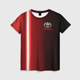 Женская футболка 3D с принтом [Toyota] В полоску в Екатеринбурге, 100% полиэфир ( синтетическое хлопкоподобное полотно) | прямой крой, круглый вырез горловины, длина до линии бедер | auto | sport | toyota | авто | автомобиль | бренд | спорт | тойота