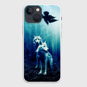 Чехол для iPhone 13 mini с принтом ЛЕС, ВОЛКИ И ТУМАН в Екатеринбурге,  |  | волк | деревья | лес | осень | природа | туман