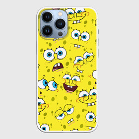 Чехол для iPhone 13 Pro Max с принтом Губка Боб   SpongeBob pattern в Екатеринбурге,  |  | Тематика изображения на принте: sponge bob | spongebob | губка боб | квадратные штаны | сквэр пэнтс | спанч боб