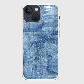Чехол для iPhone 13 mini с принтом Джинсовые мазки в Екатеринбурге,  |  | Тематика изображения на принте: акварель | арт | джинса | джинсы | краски | мазки | мазки красок | рисунок | рисунок акварелью | рисунок красками | ткань