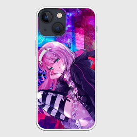 Чехол для iPhone 13 mini с принтом Zero Two в неоновом городе в Екатеринбурге,  |  | darling | darling in the franxx | zero two | вайфу | зеро ту | код 002 | любимый во франксе | франкс