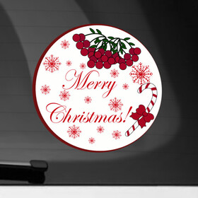 Наклейка на автомобиль с принтом Мэри кристмас в Екатеринбурге, ПВХ |  | merry christmas | зима | мэри кристмас | надпись | новый год | подарок | поздравление | праздник | рождественский леденец | рождество | рябина | снег | снежинки