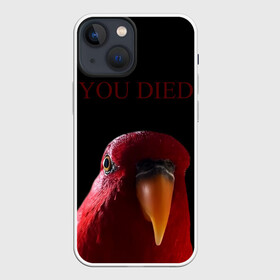 Чехол для iPhone 13 mini с принтом Красный попугай | Red parrot в Екатеринбурге,  |  | 3 | bird | dark | gumi | hideaki utsumi | meme | parrot | red | souls | tiktok | wue | wuewuewue | вуе | дарк | красная | красный | мем | попугай | птица | соулс | тикоток | япония