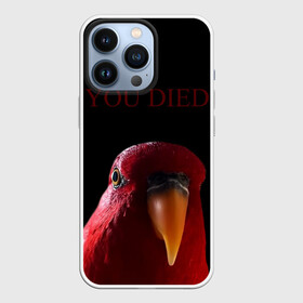 Чехол для iPhone 13 Pro с принтом Красный попугай | Red parrot в Екатеринбурге,  |  | 3 | bird | dark | gumi | hideaki utsumi | meme | parrot | red | souls | tiktok | wue | wuewuewue | вуе | дарк | красная | красный | мем | попугай | птица | соулс | тикоток | япония