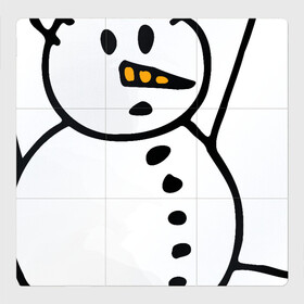 Магнитный плакат 3Х3 с принтом Снеговик в дудл стиле в Екатеринбурге, Полимерный материал с магнитным слоем | 9 деталей размером 9*9 см | Тематика изображения на принте: дудл | зима | зимний | нарисованный | от руки | снег | снеговик